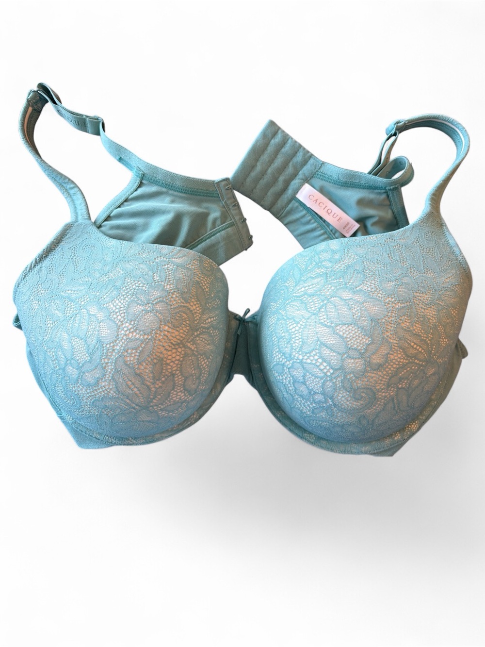 Cacique Lane Bryant Lightly Lined T-Shirt Bra 44DD Aqua Lace